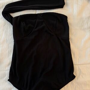 PrettyLittleThing Charcoal Ribbed Bodysuit